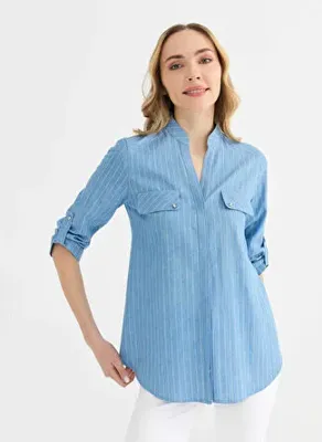 Selen Mavi Kadın %100 Pamuk Bluz 26YSL8427