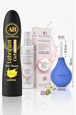 Aurora Boreale Genital Bölge İntim Spreyi Temizleme Pompası Muzlu Kayganlaştırıcı 3 lü Set