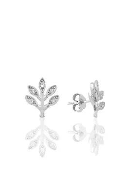 Söğütlü Silver Gümüş Zirkon Taşlı Ağaç Modeli Küpe Sgtl9726rodaj