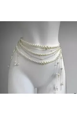Chic Charms İnci Boncuk Ayarlanabilir Vücut Bel Kemeri