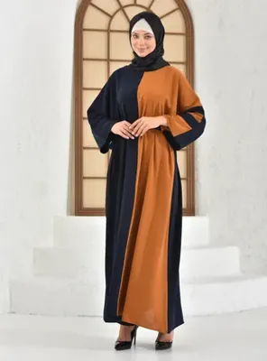 Filizzade Kuşaklı Salaş Ferace - Lacivert Taba - Filizzade