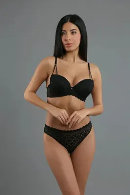 Genel Markalar İç Giyim NEWBRA Destekli Sütyen Slip Külot İpli B Cup Takım