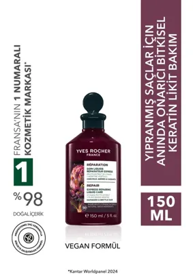Yves Rocher Anında Onarıcı Bitkisel Keratin Likit Bakım - Tüm Saçlar/onarıcı / Şekillendirici / Reparation -VEGAN-150ML