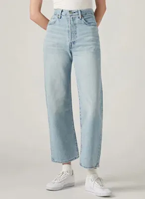 Levi's Açık Mavi Kadın Pamuklu Denim Pantolon RIBCAGE STRAIGHT TK MIDDLE ROAD