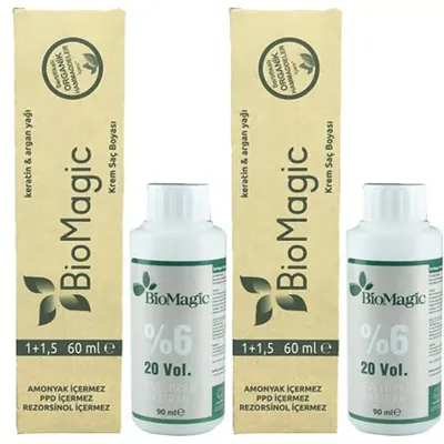 BioMagic Organik Amonyaksız Saç Boyası (Koyu Kumral-6.00)+Oksidan (2 Adet)