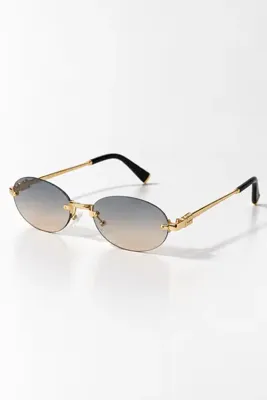 REN EYEWEAR MONRO Gold renk Metal Çerçevesiz Oval Kadın Güneş Gözlüğü UV400 koruma