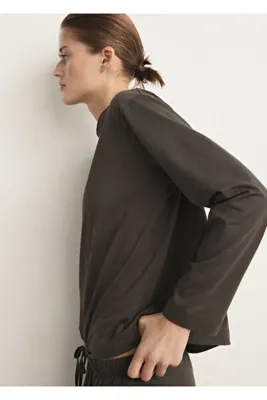 MANGO Woman Düz pamuklu iki parça pijama