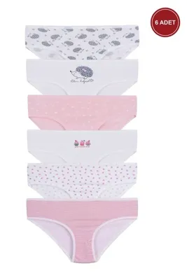 koza iç giyim Kız Çocuk 6'lı Desenli Slip