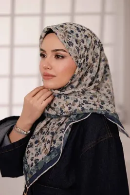 Genel Markalar Flora Desen Soft Eşarp – Yeşil Bej