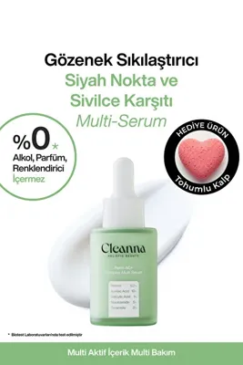 Cleanna Gözenek Sıkılaştırıcı Siyah Nokta & Akne Karşıtı Multi Serum | Retinol, Azelaik, Niacinamide
