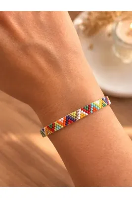 hand shey Renk Mozaiği - Miyuki Boncuk Bileklik | El Yapımı | Ayarlanabilir