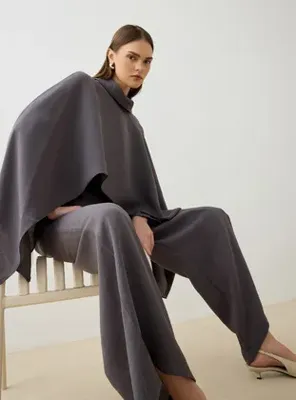 Refka Modal Kumaşlı Asimetrik Kesim Tunik&Pantolon Takım - Antrasit - Refka - Exclusive