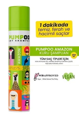 Pumpoo Kuru Şampuan Amazon Tropikal Kokulu Hacim Veren Beyaz Kalıntı Bırakmayan 200 ml