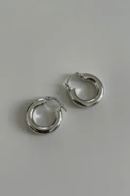 Lavian Accessories Klasik Gümüş Renk Halka Küpe
