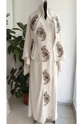 Misue Handmade Medine Ipeği Nakışlı Bağlamalı Namaz Elbisesi+şal, Umre Elbisesi, Çeyizlik Namaz Elbisesi & Sabahlık
