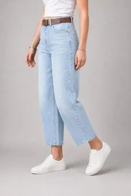 Trendrift Store Yüksek Bel Kar Yıkama Baggy Jean Kot Pantolon - Deri Kemer Hediyeli