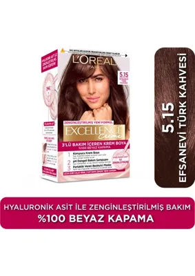 L'Oréal Paris Excellence Creme 5.15 Efsanevi Türk Kahvesi Krem Saç Boyası Amonyaklı 99 ml