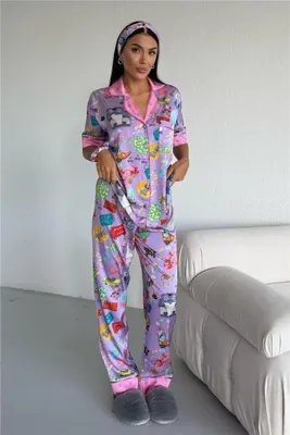 COCCOLARSI Mondo Allegro Saten Kısa Kol Pantolon Pijama Takımı MA5811
