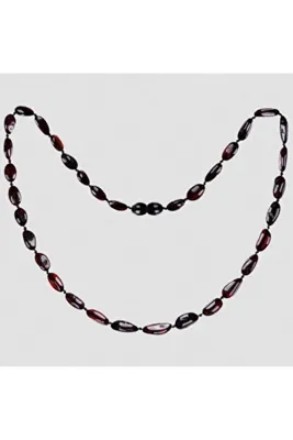 Damla Kehribar Market Unisex Siyah Oval Model Sertifikalı Orijinal Kehribar Yetişkin Kolyesi