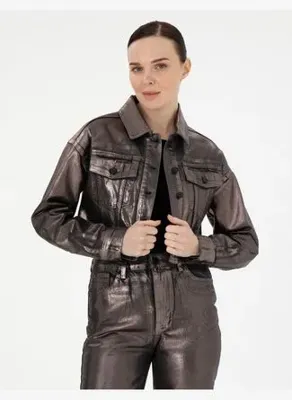 Pierre Cardin Antrasit Crop Top Jean Ceket50291403-VR006