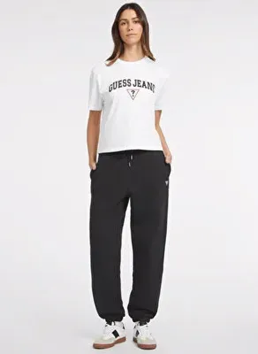 Guess Jeans Guess Siyah Kadın Regular Fit Desenli Eşofman Altı GJ TRIANGLE LABEL JO - ORGANIC CO/P