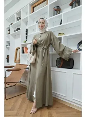 Neways 6642-Parça Boya Tensel Abaya Haki