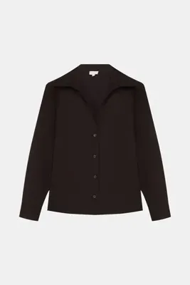 W Collection SİYAH JAKARLI KAÇIK YAKA GÖMLEK