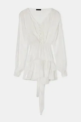 Drop by TrendyolMilla Beyaz Puantiyeli Trasparan Elbise TDRSS26EL00057