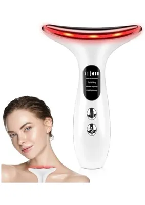 ErturkStore Ertürk Store LED Ekranlı Yüz ve Boyun Masaj Aleti, 3 Farklı Renk Etkili Mod, Titreşimli Cilt Sıkılaştırıcı