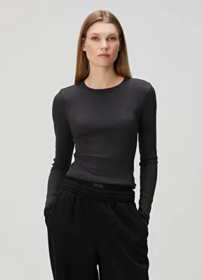 Skims Long Sleeve Siyah T-shirt