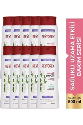Restorex Speed Strong Saç Dökülmesine Karşı Şampuan 500 ml Sarmaşık Özlü, Sağlıklı Uzama 10 Adet