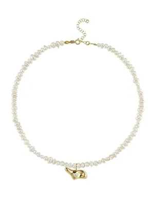 Linya Jewellery Solstis Göz Detaylı Amorf Kum İnci Gümüş Kolye