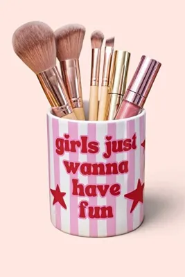 Cool Stuff Studio Girls Just Wanna Have Fun Dekoratif Kalemlik & Makyaj Fırçalık Organizer