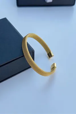 The Collection Hasır Örme Gold Çelik Bileklik