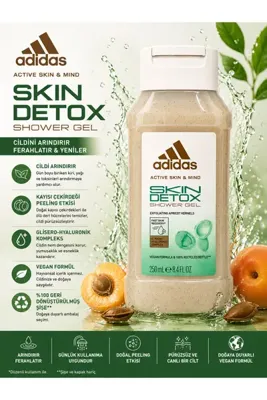 adidas Active Skin & Mind Skin Detox Duş Jeli 250 ml - Kayısı Çekirdeği İçeren Peeling Etkili