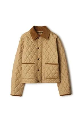 Burberry Tal Cropped Quilted Nylon Bej Kadın Mont