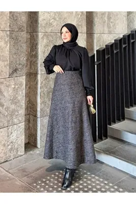 Moda Lippa Kışlık Kloş Etek Kahverengi