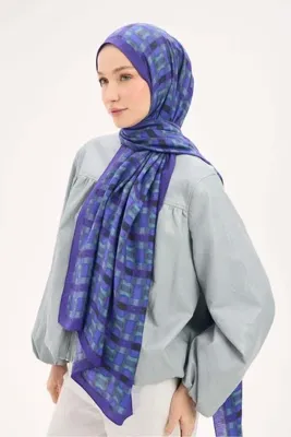 Silk Home Urban Hours Blok Desen Canlı Mor Mayda Şal 190x70