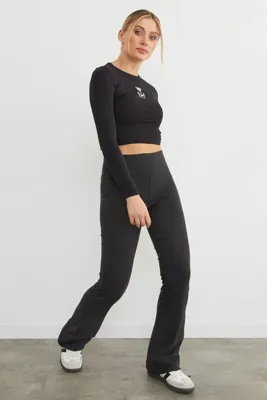 Fulla Moda Beli Lastikli Yüksek Bel Flare Pantolon