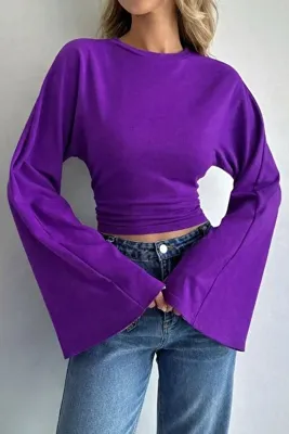 Hira Clothing Viskon Pamuk Tesettüre Uygun Yazlık Bel Oturtmalı Likralı Doğal Bluz\T-Shirt\Top