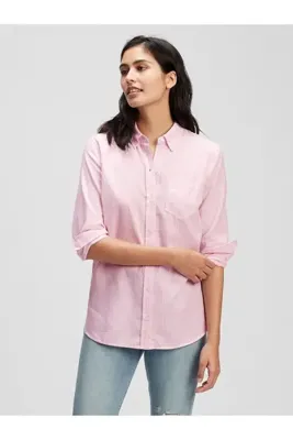 Gap Kadın Pembe Oxford Boyfriend Gömlek
