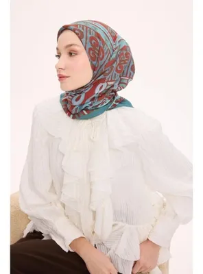 Silk Home Viskon Velora Eşarp Dört Mevsim Antik Motif Desen Koyu Cam Göbeği 90X90
