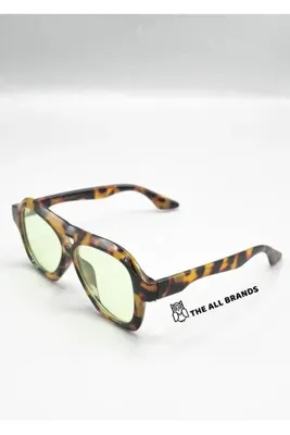 Eyemood Unisex Pilot Güneş Gözlüğü Leopar Desenli Çerçeve Yeşil Cam UV Korumalı Otto C4