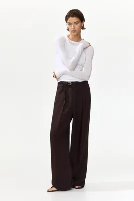 H&M Keten Karışımlı ve Kemerli Pantolon
