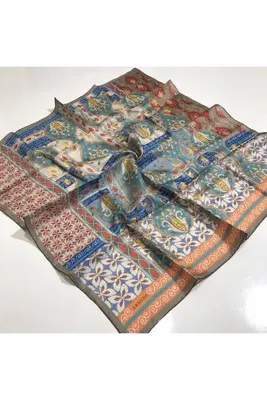 Armine Sura İpek Eşarp Nostalji Turuncu, Mercan, Vizon