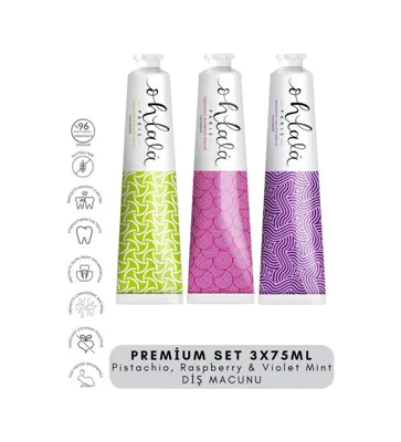 Ohlala Pistachio, Raspberry & Violet Mint Premium Set 3 X 75 Ml Diş Macunu