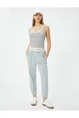 Koton Jogger Pantolon Çift Bel Detaylı Bağlamalı Nervürlü