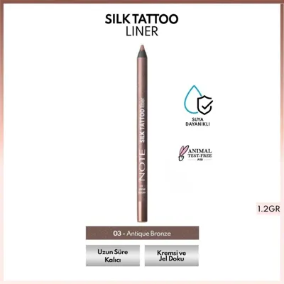 Note Cosmetics Note Silk Tattoo Liner Suya Dayanıklı İpeksi Jel Göz Kalemi 03 Antique Bronze