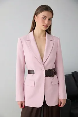 TRENDYOLMİLLA Pembe Kendinden Kemerli Blazer Ceket TWOSS26BC00040