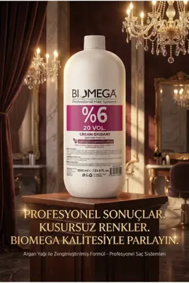 BIOMEGA Professional %6 (20 Vol) Argan Yağlı Oksidan Krem – Tüm Saç Boyaları ile Uyumlu – 1 L